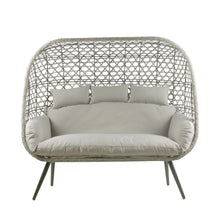 Naples Standing Outdoor Rattan Triple Garden Chair with Grey Cushions
