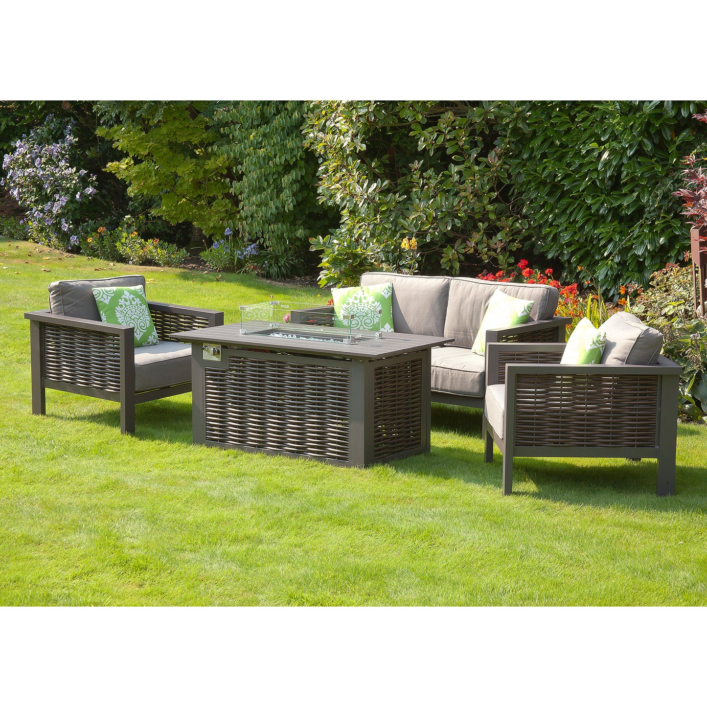 Aluminium Outdoor Dallas Sofa Garden Set with Firepit table