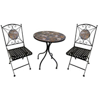60cm Mosaic Iron Bistro Set Slate Design