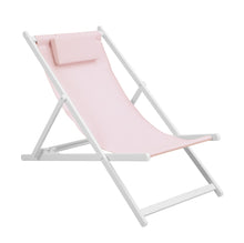 3 Position Aluminium Frame Deck Chair with Pillow-Pink