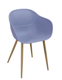 Plastic Solid Armchair with Metal Legs-Blue