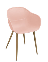 Plastic Solid Armchair with Metal Legs-Pink