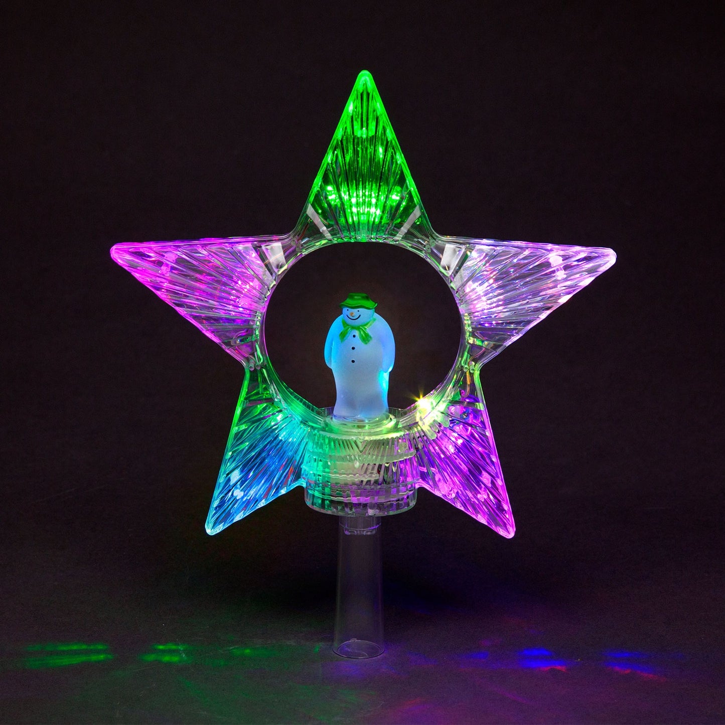 Battery Operated 27cm Star Tree Topper with Revolving Snowman