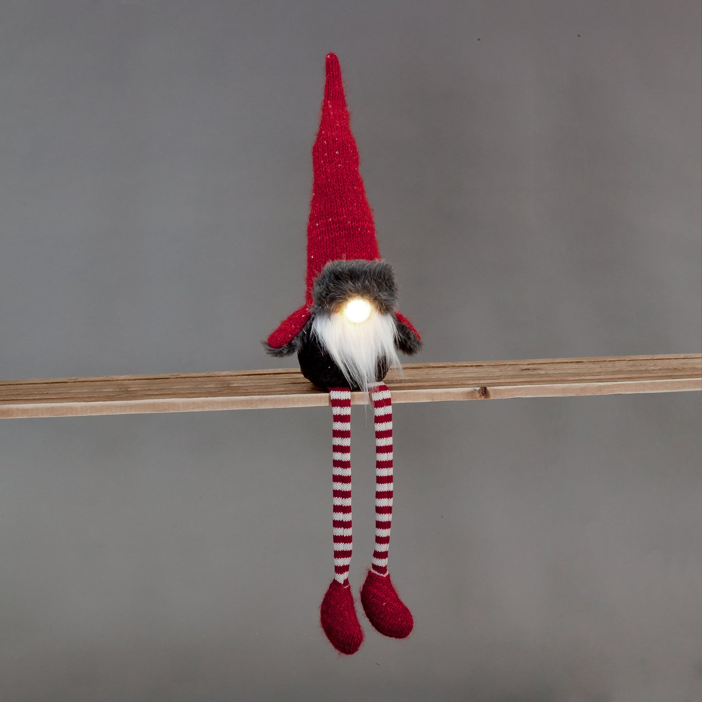 Red & Grey Sitting Gonk 72cm Battery Operated LED Plush Decoration