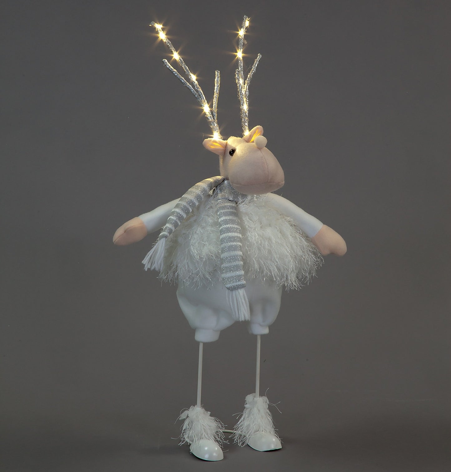 56cm LED Plush White Reindeer
