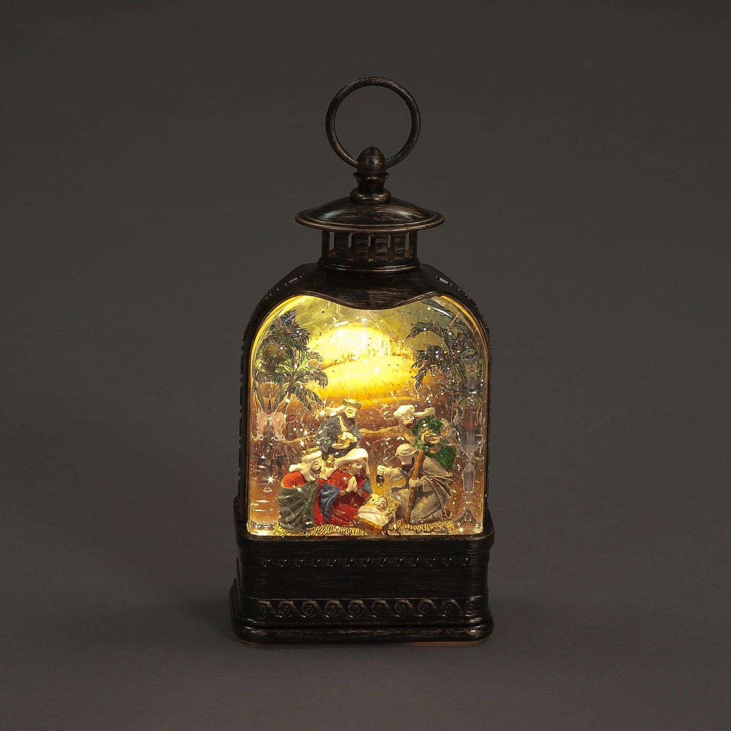 Battery Operated 24cm Water Lantern With Nativity Scene