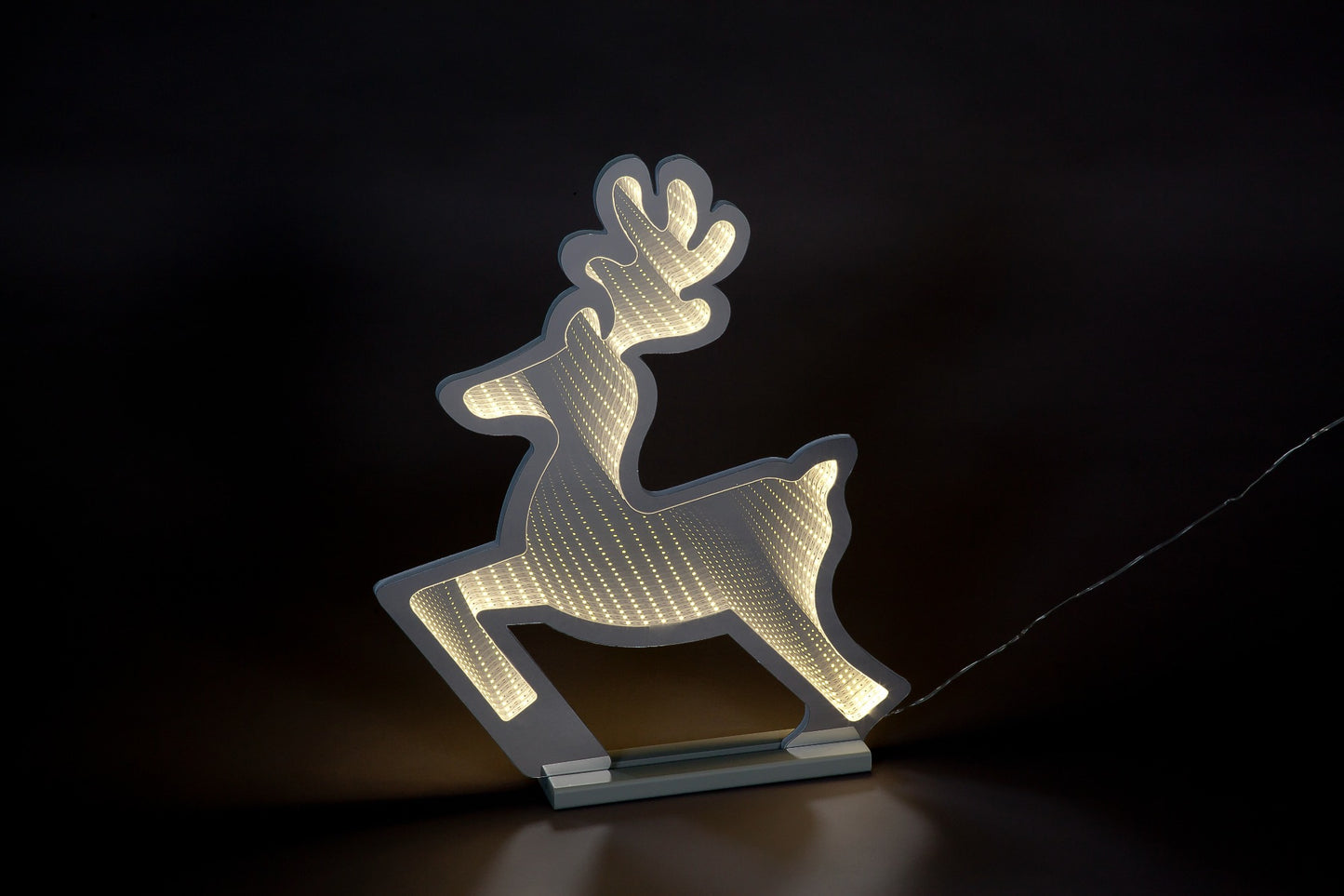 60cm Infinity Ice White LED Leaping Reindeer