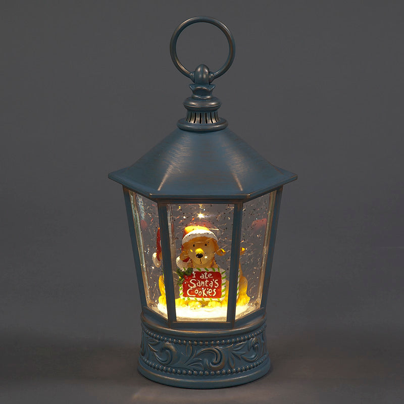 Battery Operated Water Lantern With Festive Dog & Sign