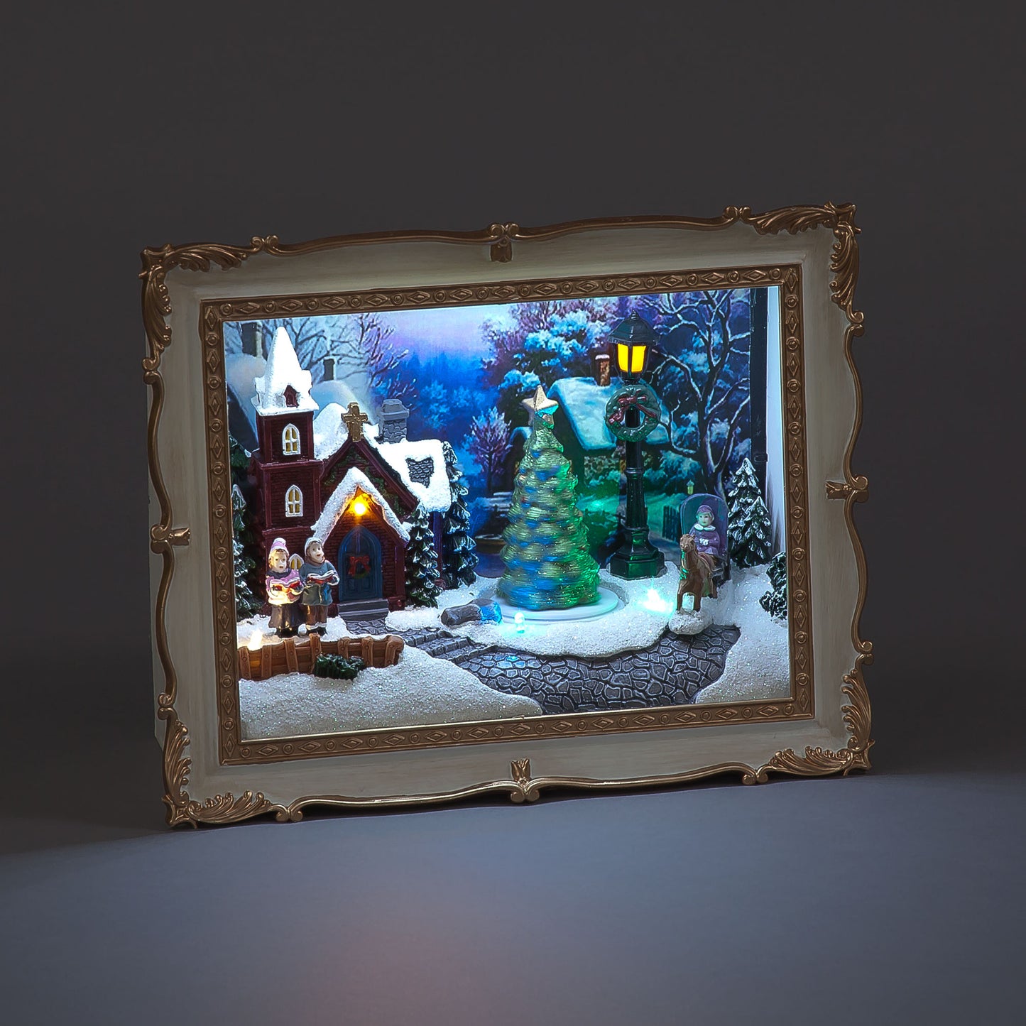 20cm Musical Christmas Scene with Rotating Tree and LEDs