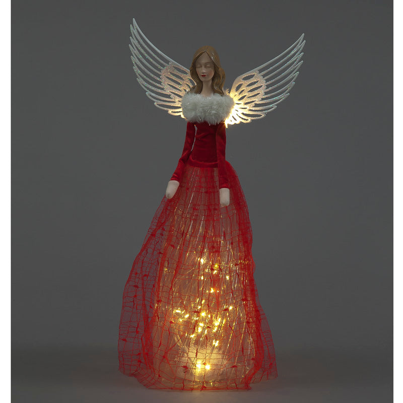 Battery Operated LED Red Dress Angel (51cm)