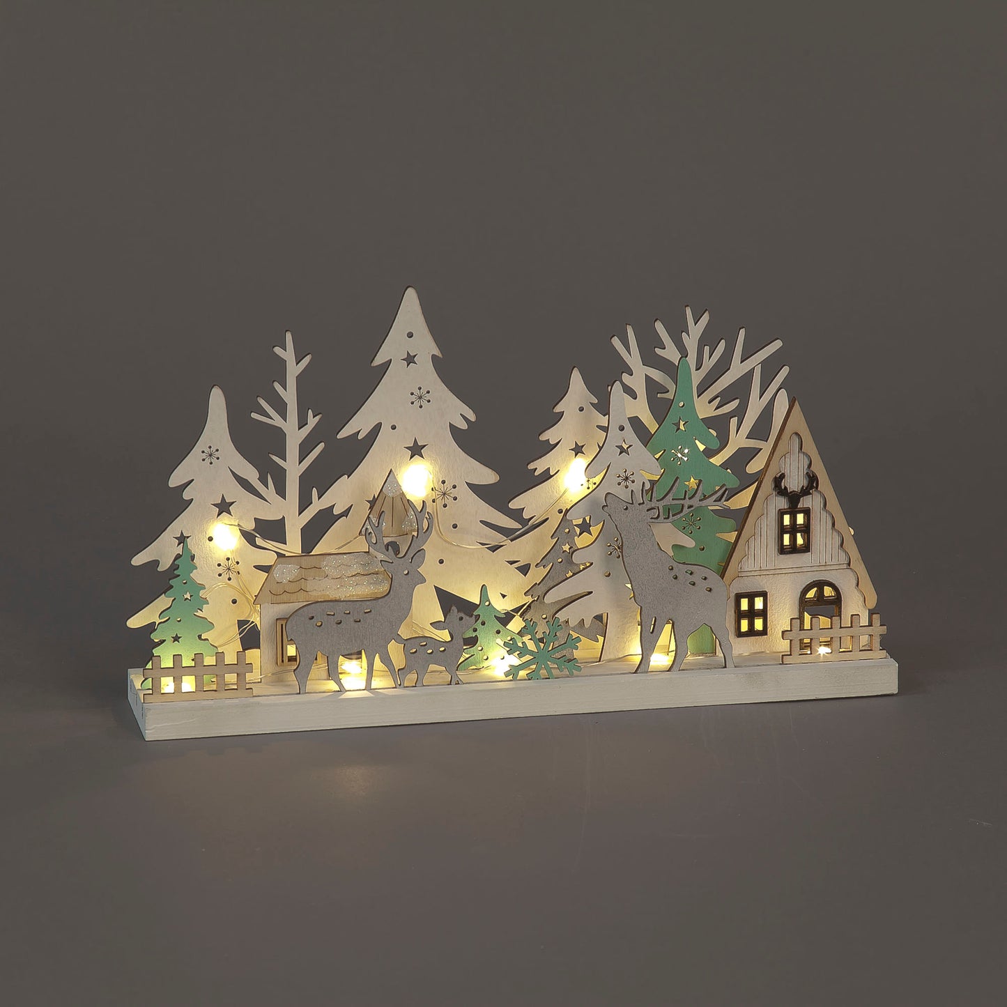 Battery Operated LED Wooden Village | Rustic Christmas Decoration