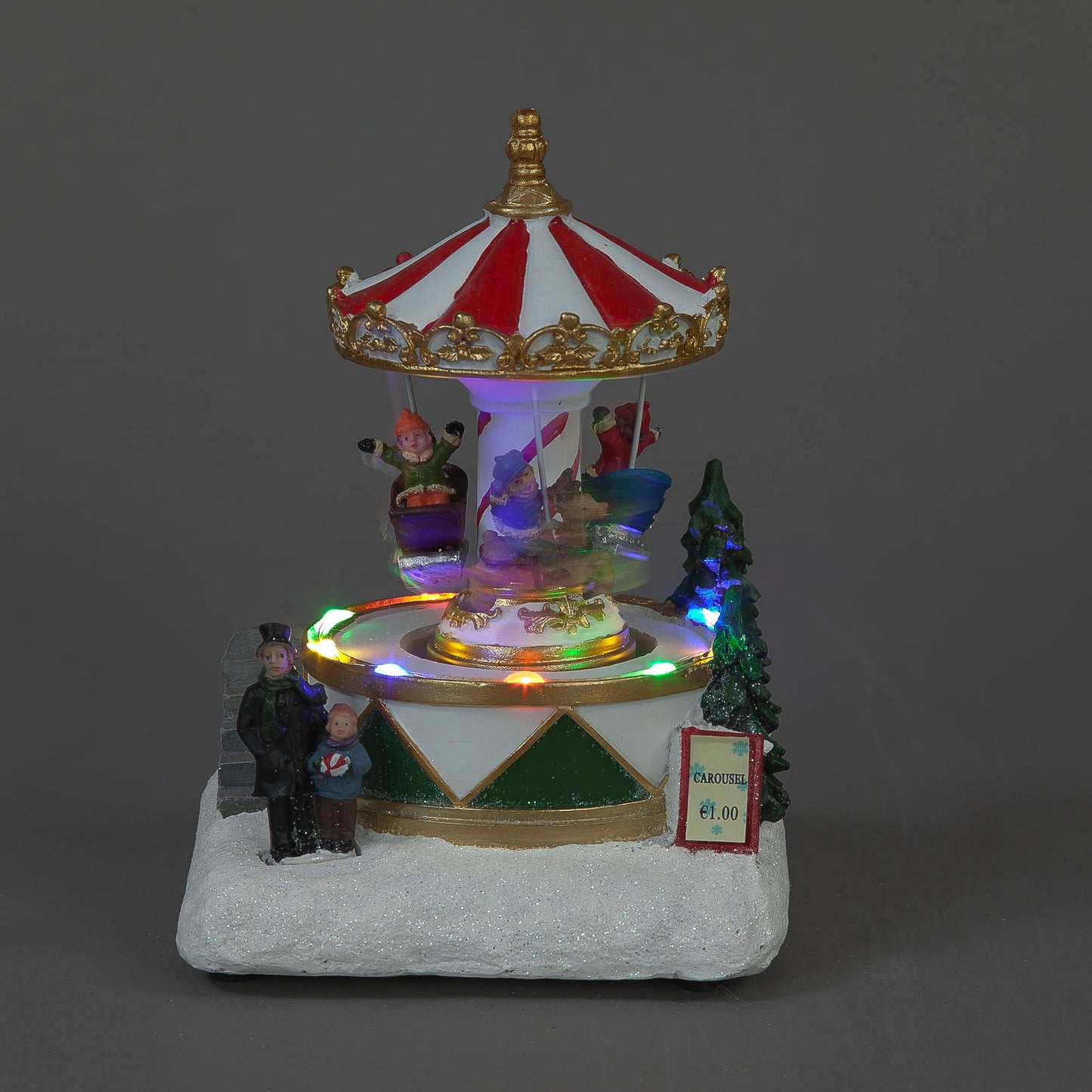 Battery Operated Polyresin Christmas Carousel (17cm)