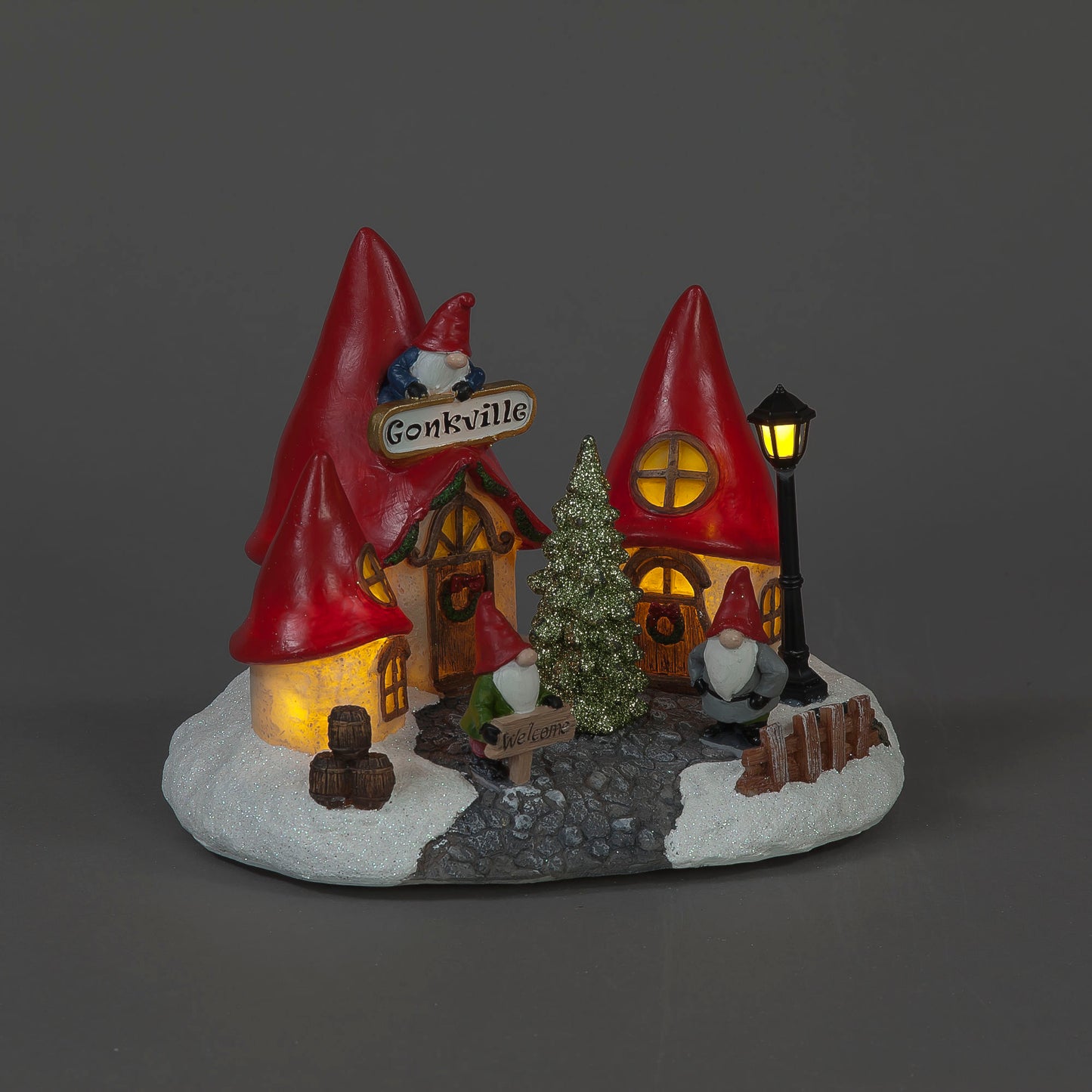 Battery Operated "Gonkville" Light-Up Scene | Polyresin Christmas Ornament