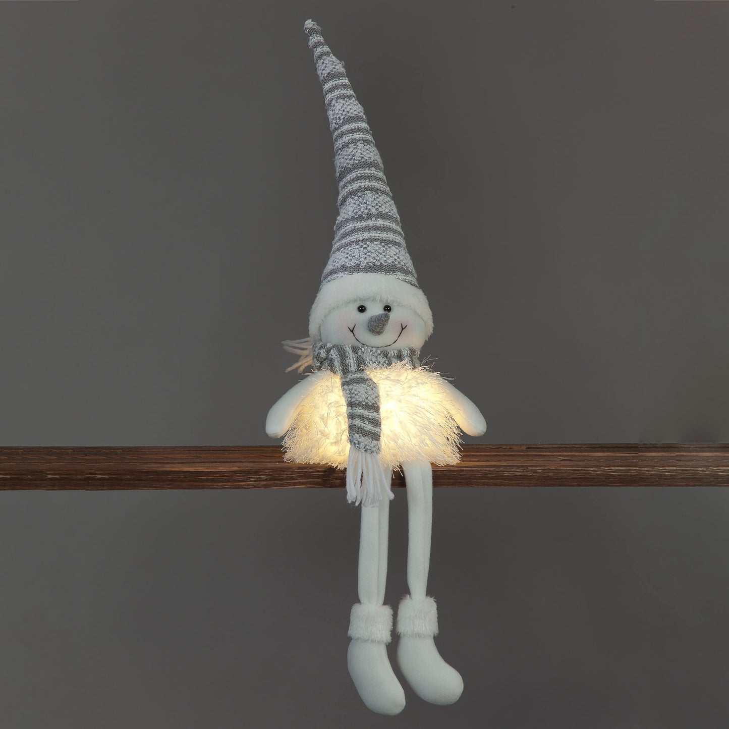 Battery Operated LED Grey Christmas Snowman (66cm)