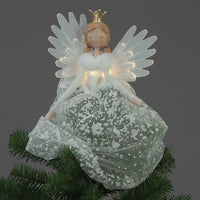 Large 49cm White Angel Tree Topper | Battery Operated LED Lights