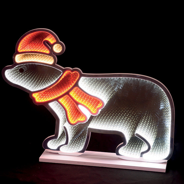 60cm Infinity Mirror Polar Bear Light | LED Christmas Decoration