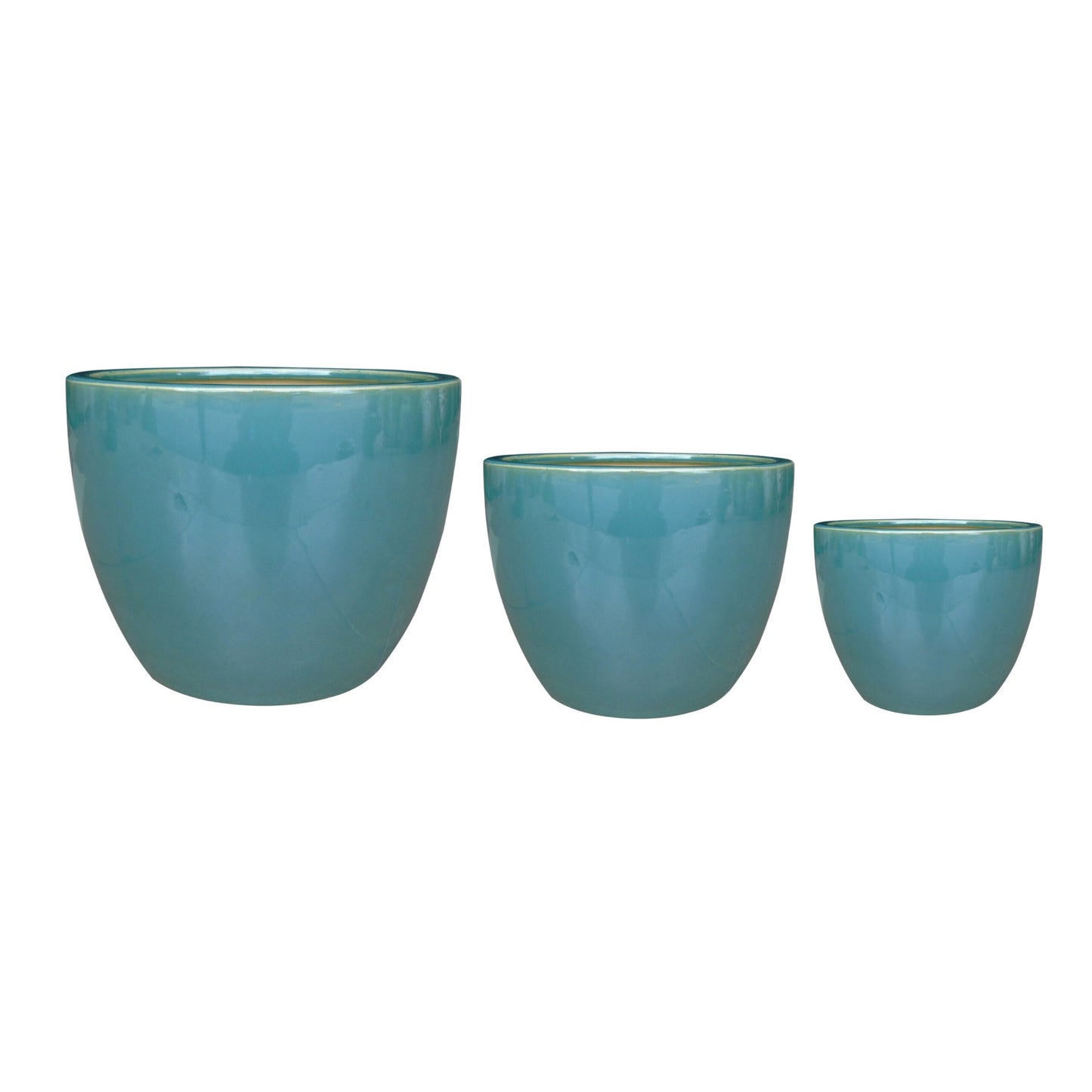 Blue Ceramic Indoor Pots (Set of 3)