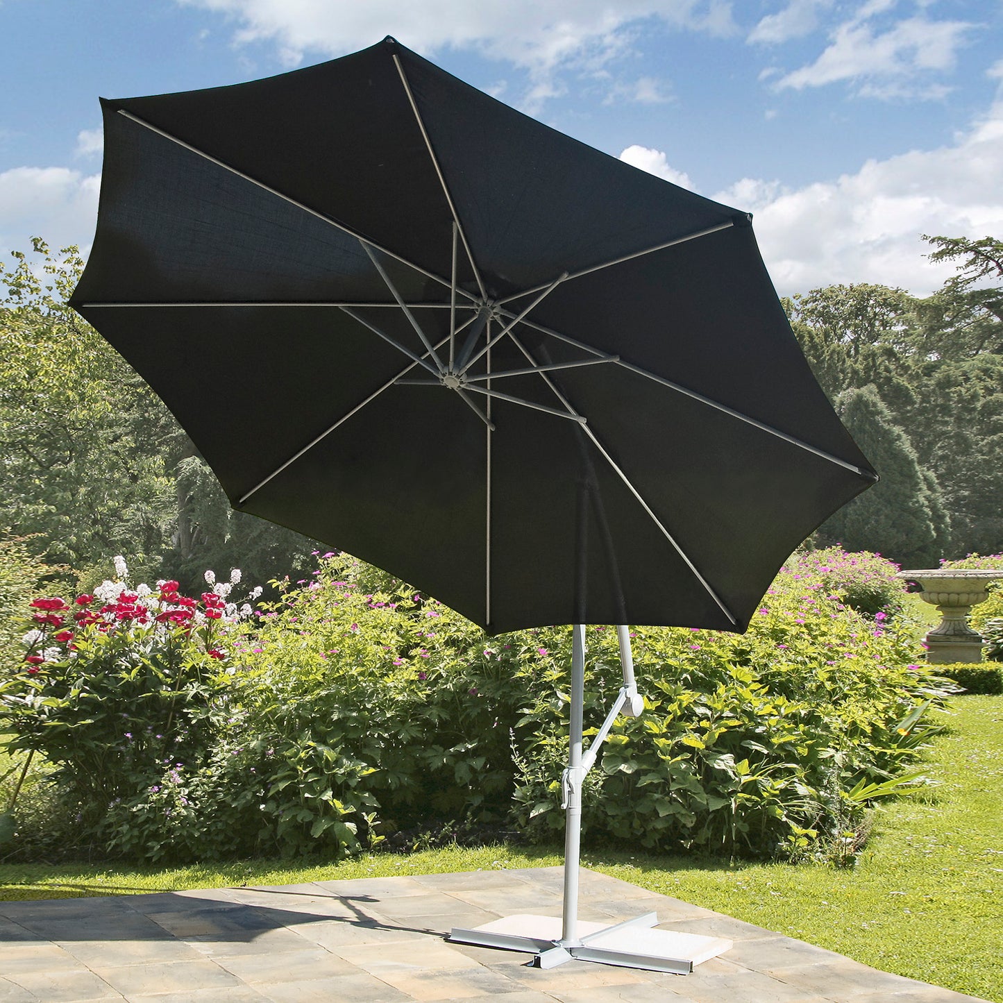 Black 3m Cantilevered Hanging Parasol with Crank