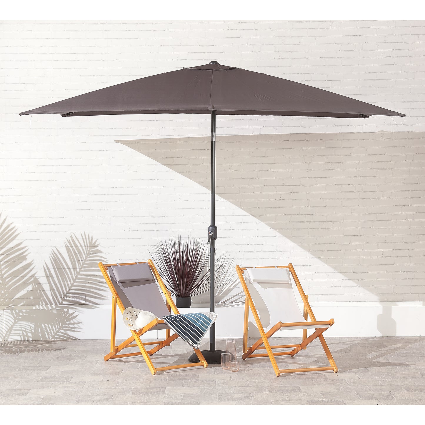 2 x 3m Rectangular Parasol Dark Grey