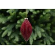 13cm burgundy flock glass teardrop - gold glitter