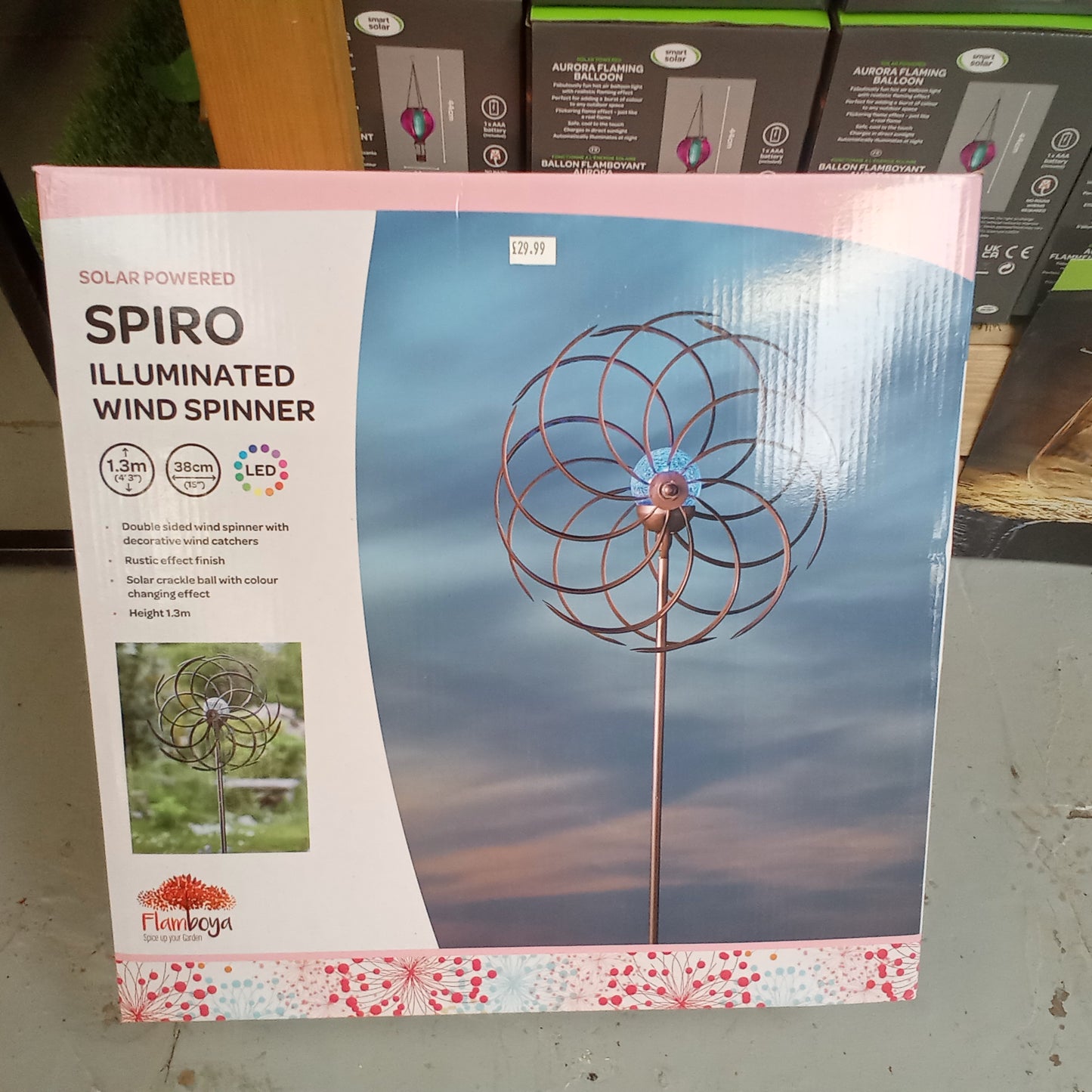 Spiro Wind Spinner With Solar Crackle Ball