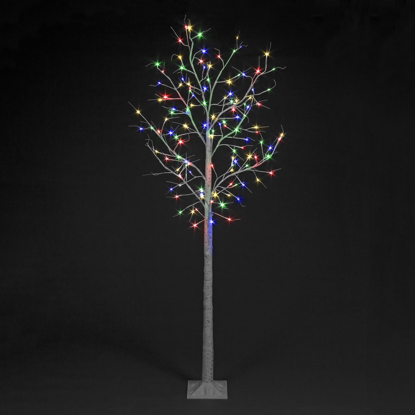 240cm (8ft) Light-Up Birch Tree with 136 Multi-Coloured LEDs