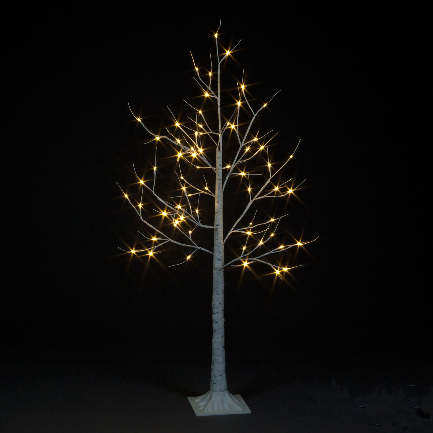 150cm Birch Tree With 64 Warm White LEDs Including 16 Flash Bulbs