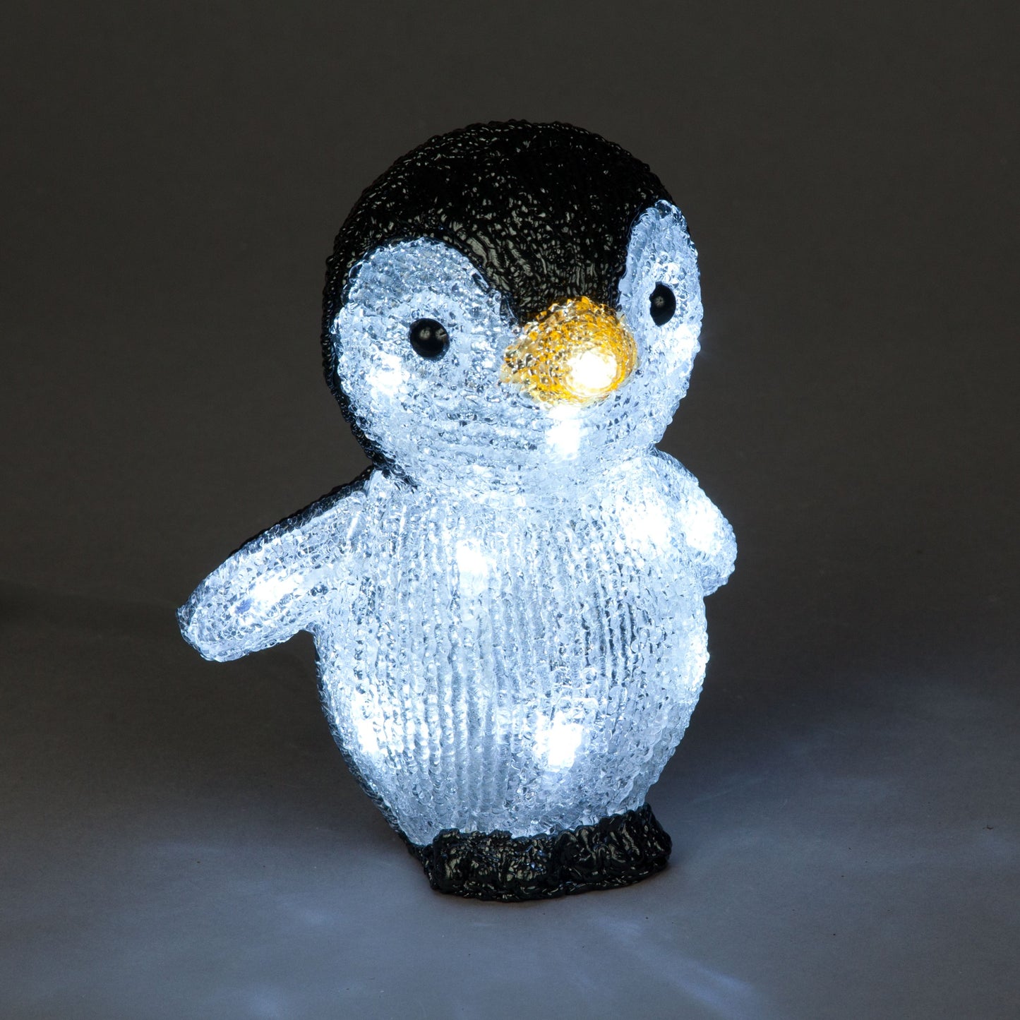 Acrylic Christmas Penguin with Ice white LEDs (20cm)