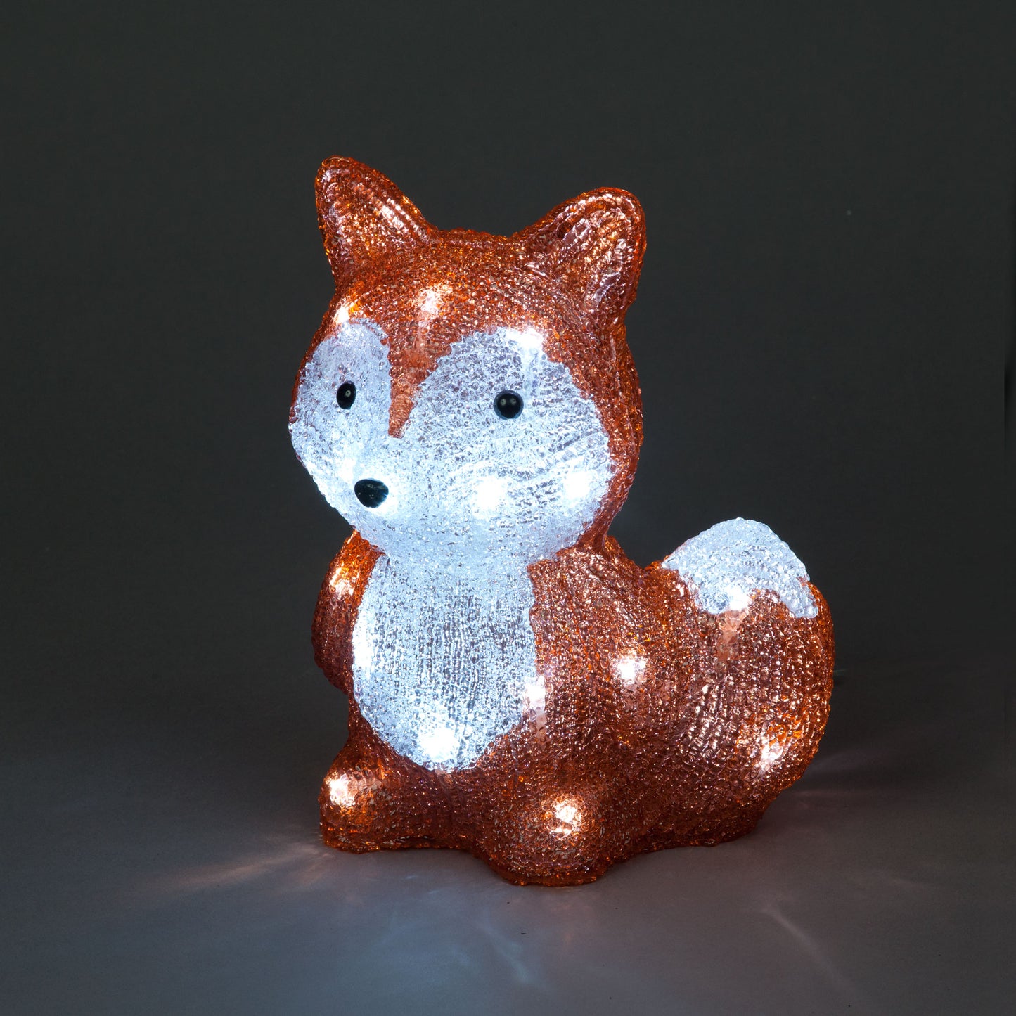 27cm Acrylic Fox Standing Upright with 30 Ice White LEDs