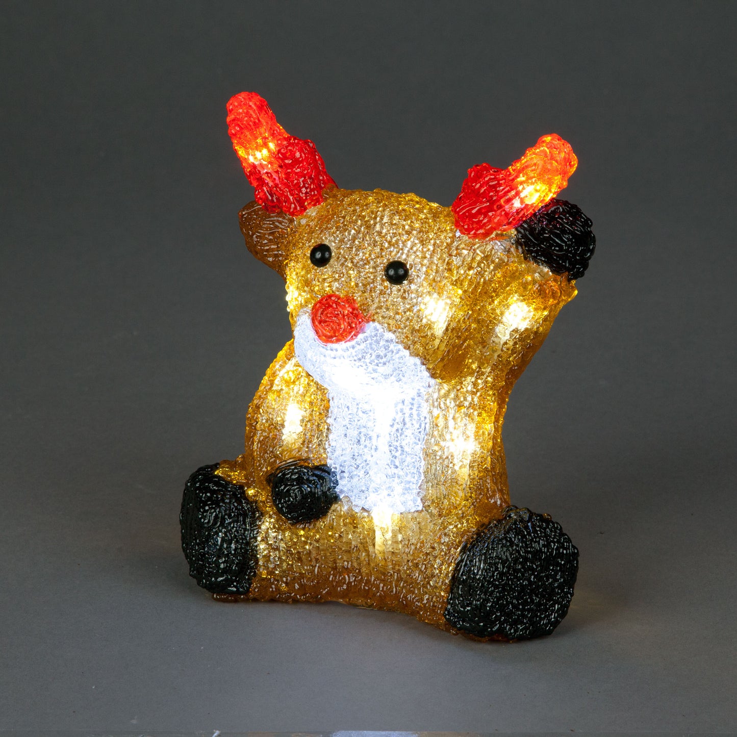 20cm Christmas Acrylic Sitting Reindeer With 16 White LEDs