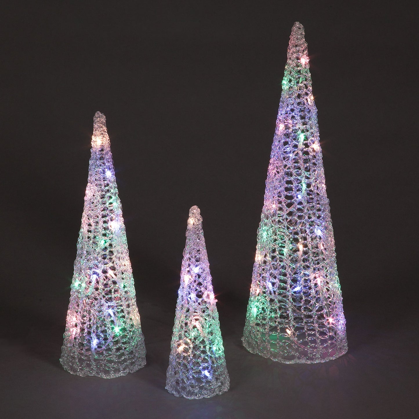 Set of 3 Pyramids With 60 Pastel LEDs