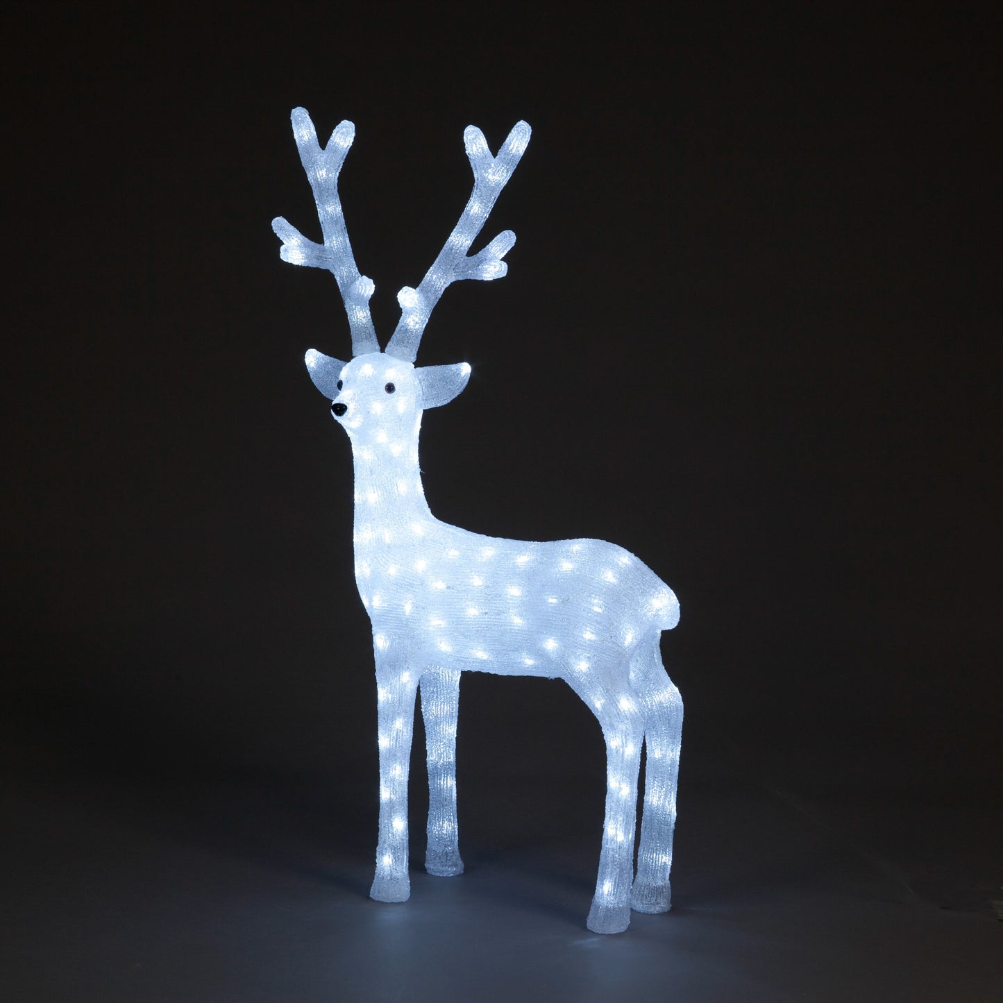 115cm Acrylic Standing White Deer Looking Left/160 IW LEDs Christmas Decoration