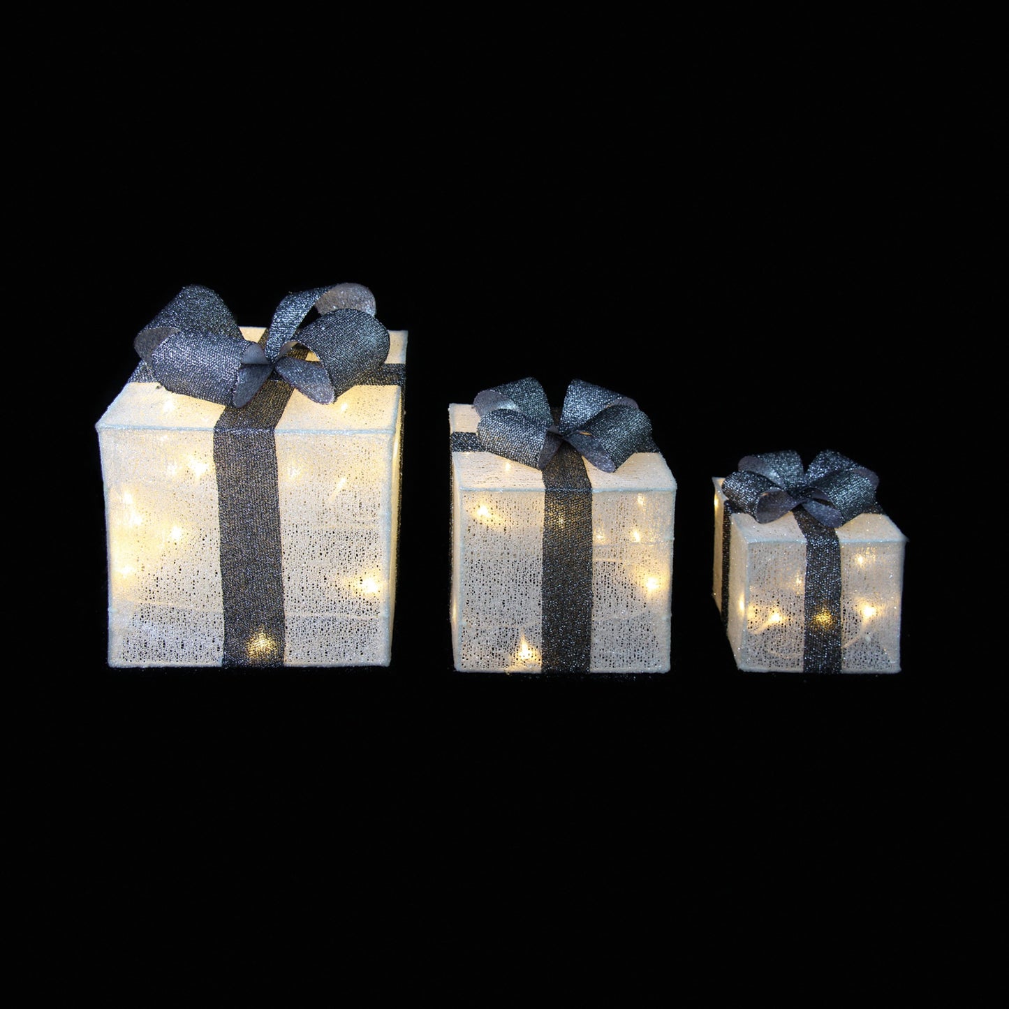 Set Of 3 Parcels White & Grey With LEDs