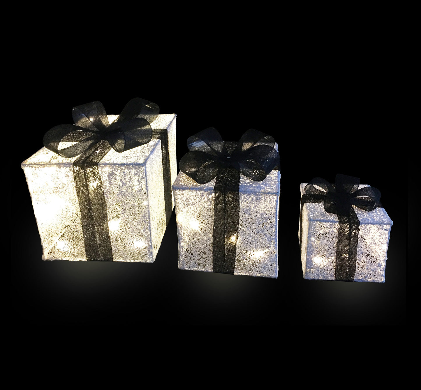 Set of 3 Christmas Parcels with LED Lights