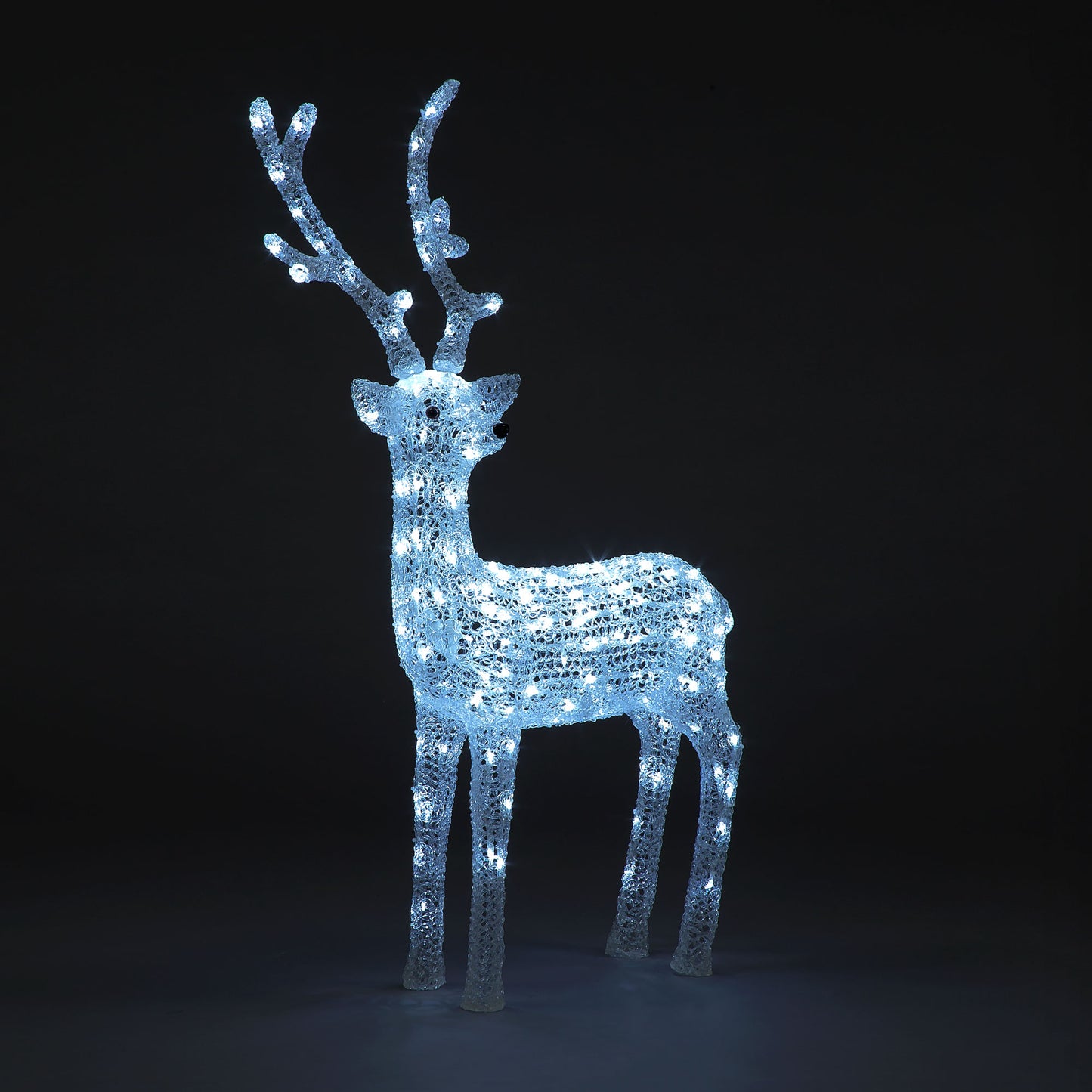 113cm Acrylic Standing Stag with 160 Ice White LEDs