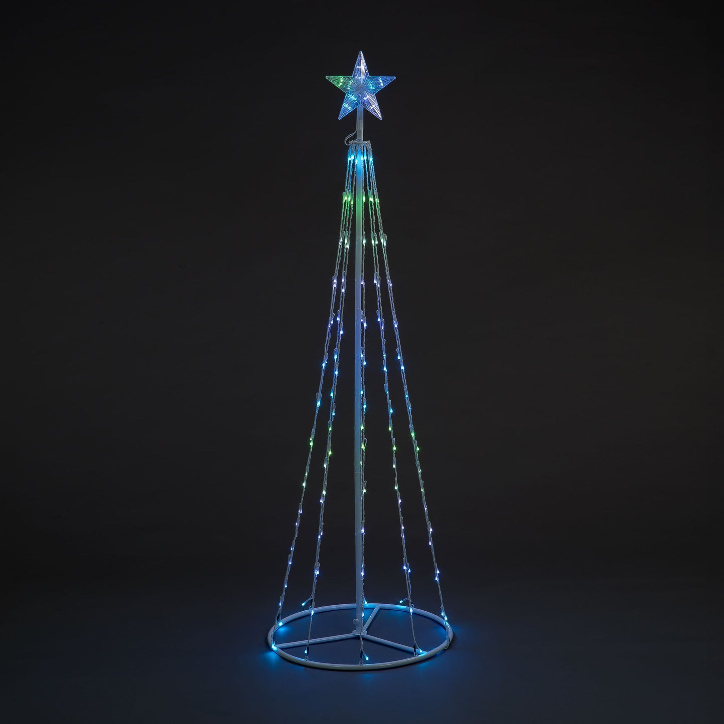 1.8m Cone Tree with 140 Red Green & Blue LEDs