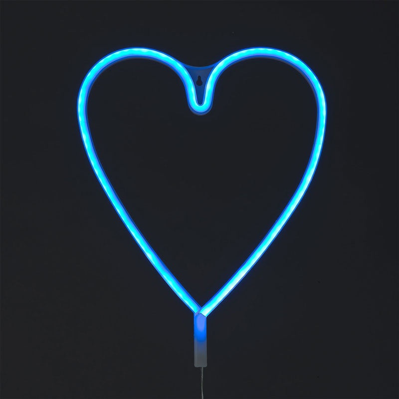 Rope Neon Blue Light Heart Visual Wall Art Decor Shaped LED