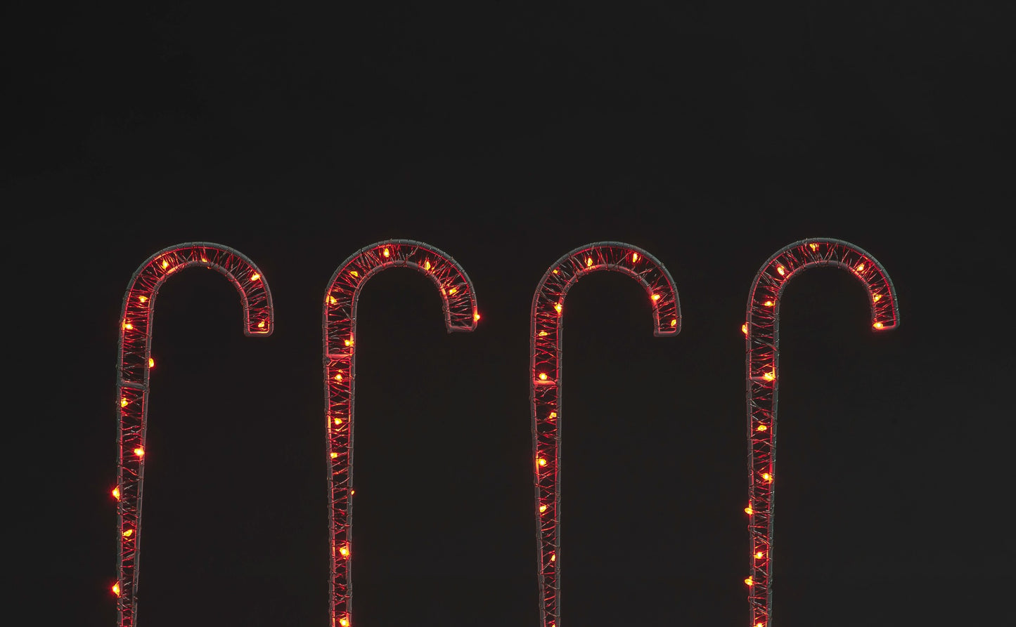 Set of 4 31cm White Iron Canes w/60 Red LED Copper Wire Lgts Christmas Decoration