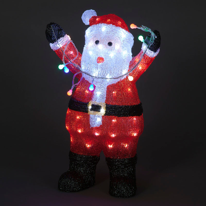 49cm Acrylic Santa Holding Christmas Tree Lights