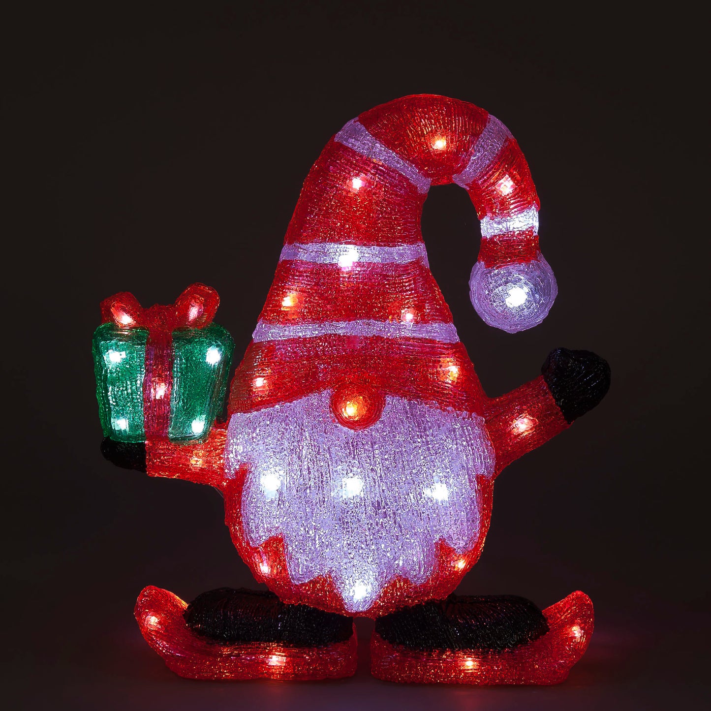 Light-Up Acrylic Santa Christmas Decoration with Gift
