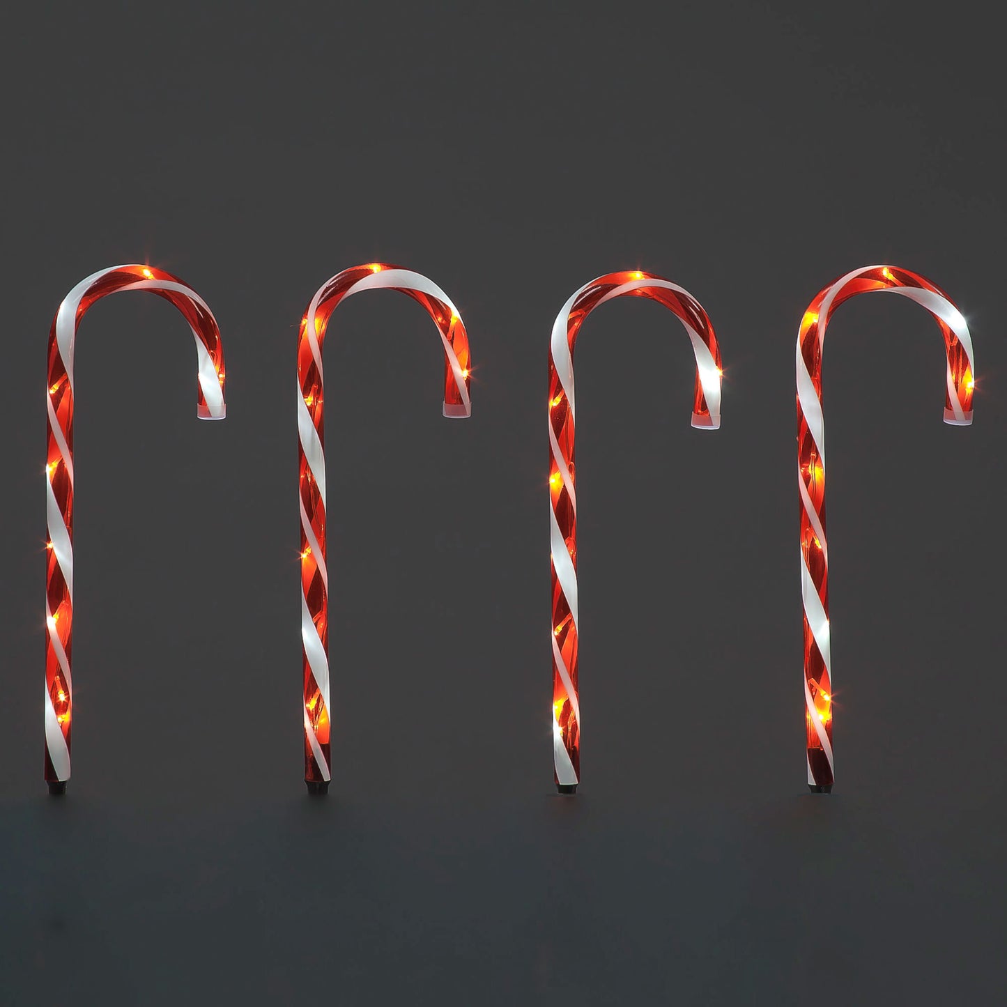 Set of 4 62cm Candy Cane light up Christmas decorations with Timer - Battery operated