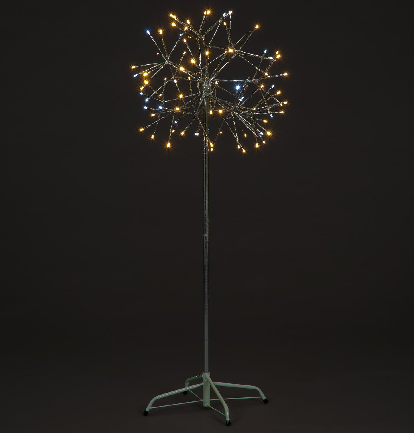1.2m Silver Single Firework Tree with 96 Warm White LED