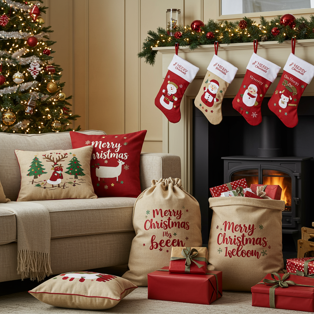 Christmas Cushions, Stockings and Sacks
