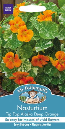 Mr Fothergills Nasturtium Alaska Tip Top Deep Orange Seeds