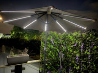 2.7m Solar Power Strip Light Parasol - Ecru