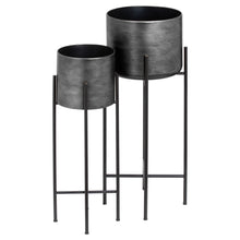 Set of Two Planters on Stands Grey