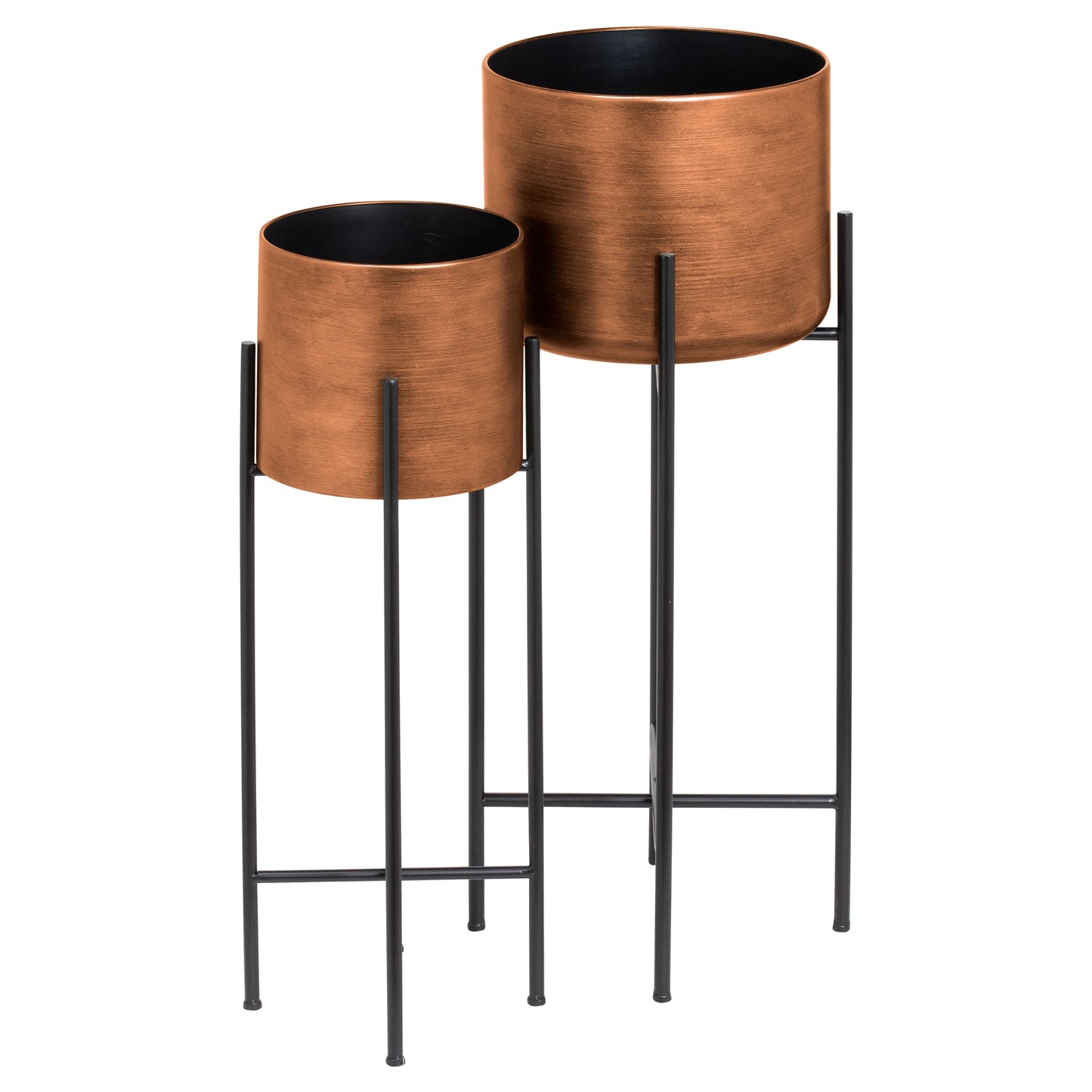 Set of Two Planters on Stands Copper