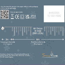 300 LED Connectable Icicle Lights | 6m Warm White Twinkling Outdoor Lights