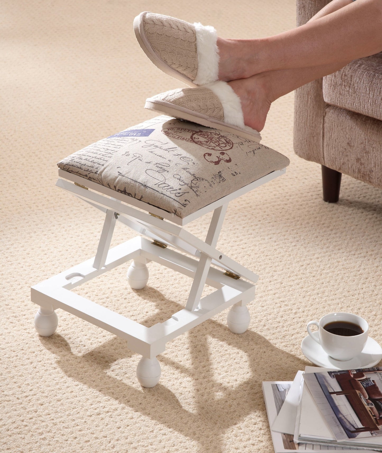3 Position Footstool - White