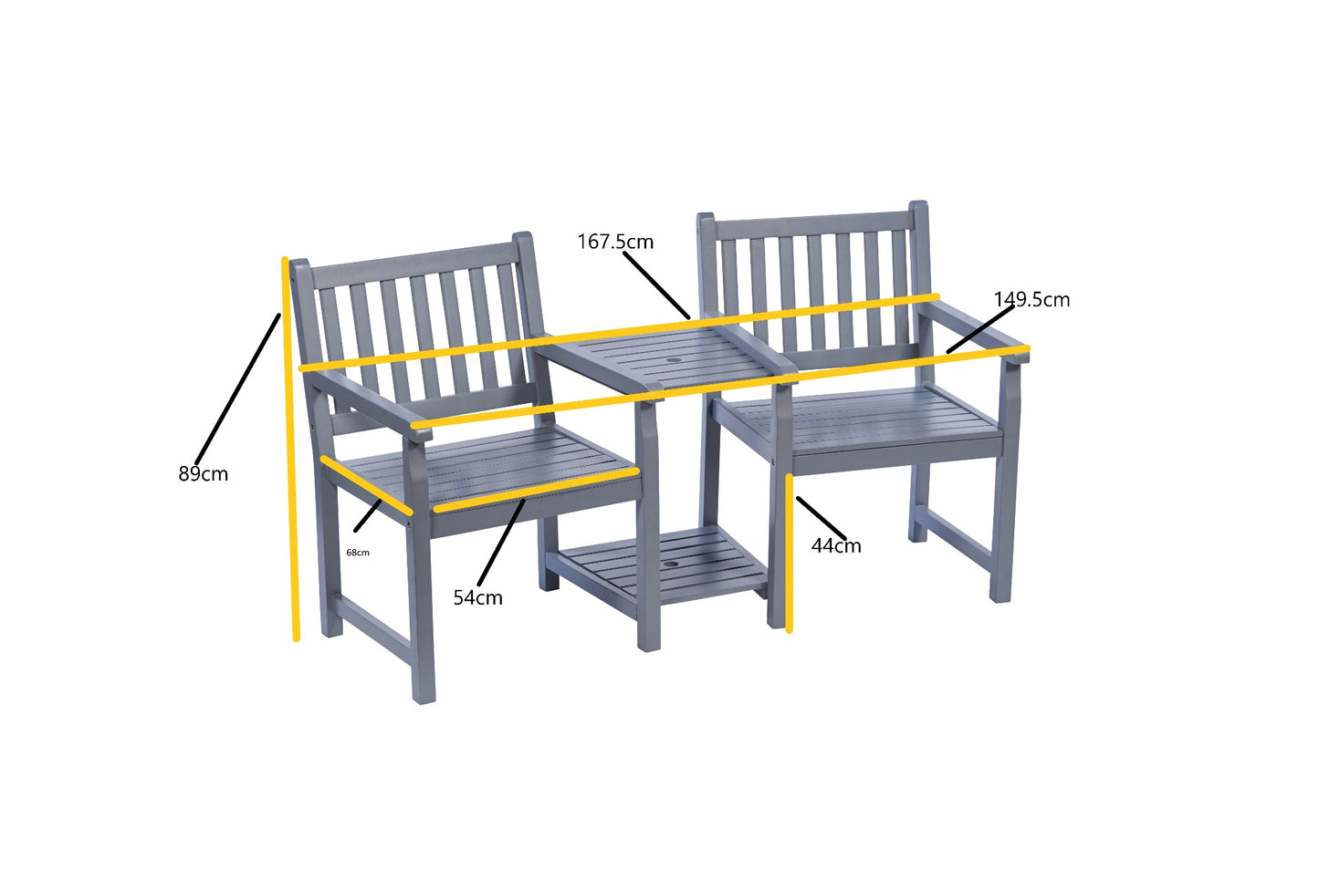 PU Painted Danesford Duo Bench - Slate Grey